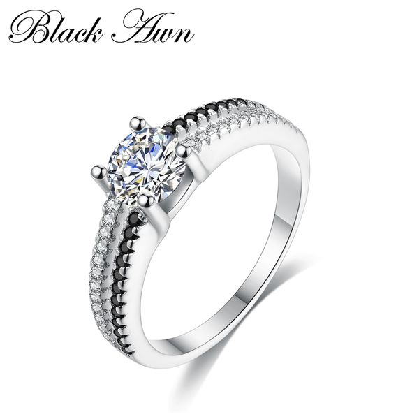 2019 new fashion genuine 925 sterling silver jewelry round engagement rings for women black&white stone femme ring bijoux c223, Golden;silver 
2019 new fashion genuine 925 sterling silver jewelry round engagement rings for women black&white stone femme ring bijoux c223, Golden;silver