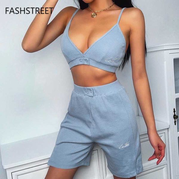 fashstreet 2020 letter embroidery solid 2 piece set summer women camisole high waist button shorts sporting streetwear, White
fashstreet 2020 letter embroidery solid 2 piece set summer women camisole high waist button shorts sporting streetwear, White