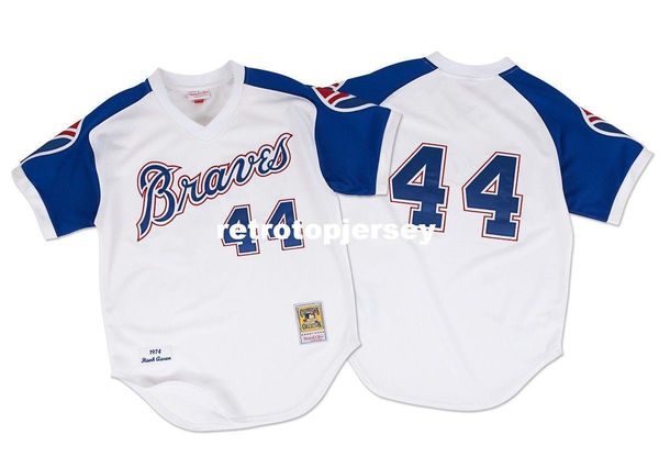 hank aaron atlanta #4 mitchell & ness retro 1974 pullover jersey, Gray