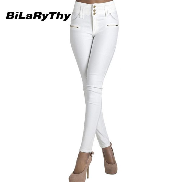 bilarythy women solid white jeans fashion high waist stretch denim pencil pants skinny femme trousers, Blue
bilarythy women solid white jeans fashion high waist stretch denim pencil pants skinny femme trousers, Blue