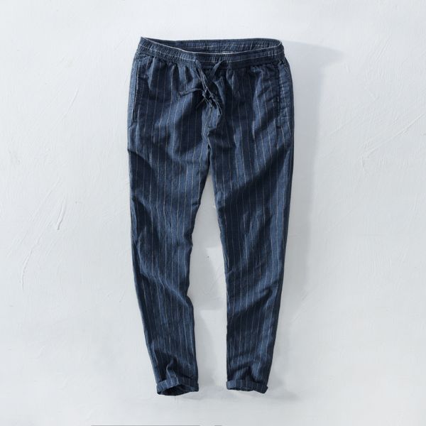 men's pants arrival blue stripe linen men spring casual loose long elastic waist fashion trousers pantalon hombre, Black
men's pants arrival blue stripe linen men spring casual loose long elastic waist fashion trousers pantalon hombre, Black