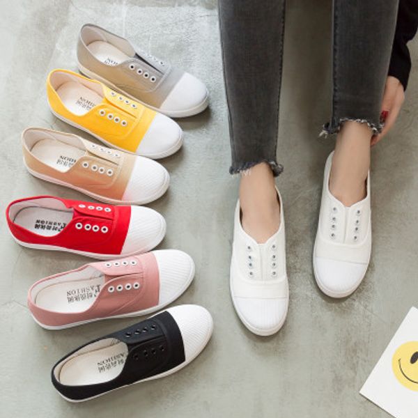 women's flat casual shoes new low-white shoes canvas comfortable ladies candy color lazy large size 35-41, Black
women's flat casual shoes new low-white shoes canvas comfortable ladies candy color lazy large size 35-41, Black