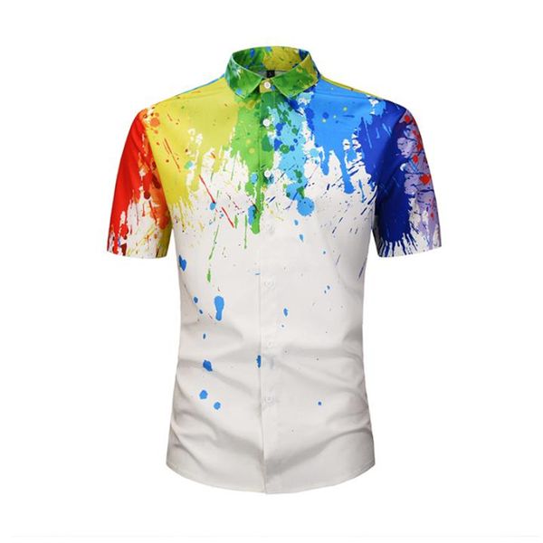 men's new summer rainbow inkjet printed shirts funky short sleeve button down shirt summer beach holiday hawaiian shirt men, White;black
men's new summer rainbow inkjet printed shirts funky short sleeve button down shirt summer beach holiday hawaiian shirt men, White;black