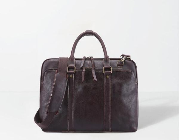 genuine leather men fashion large capacity business briefcase office bags
