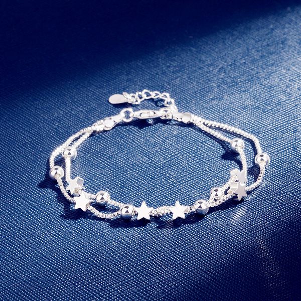 daiwujan 925 sterling silver bracelets double layered stars beads chian bracelets & bangles for women girls wedding jewelry, Golden;silver
daiwujan 925 sterling silver bracelets double layered stars beads chian bracelets & bangles for women girls wedding jewelry, Golden;silver