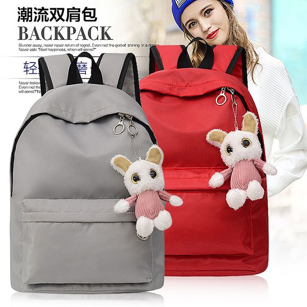 2020 new backpack solid color female bag middle school student schoolbag outdoor leisure backpack 
2020 new backpack solid color female bag middle school student schoolbag outdoor leisure backpack