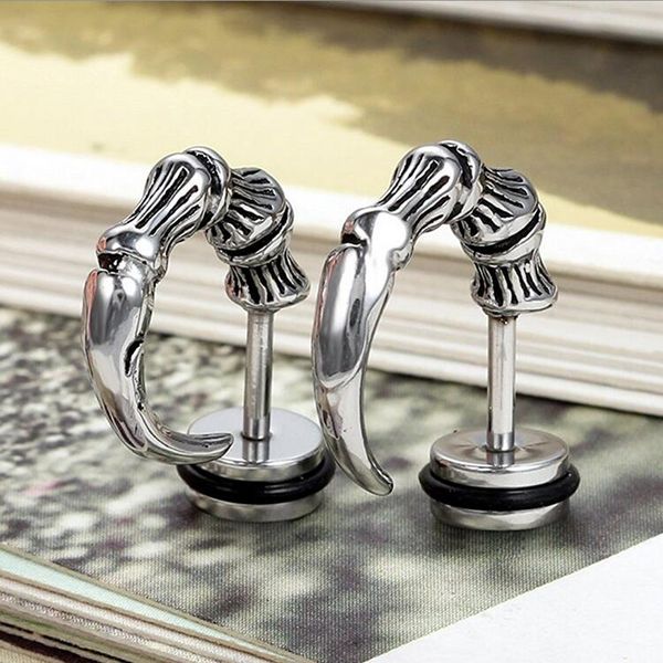 hip hop horn claw punk solid 316l stainless steel stud earring silver, Golden
hip hop horn claw punk solid 316l stainless steel stud earring silver, Golden