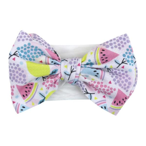 children bow print graffiti headband, Slivery;white