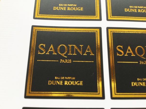 Customized order Shining Gold Foil hot stamping on Matte black waterproof and oilproof PVC material, Item No. CU59
Customized order Shining Gold Foil hot stamping on Matte black waterproof and oilproof PVC material, Item No. CU59