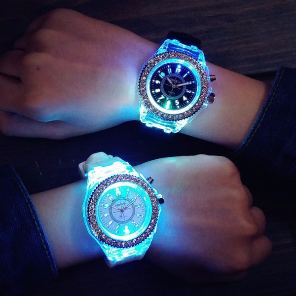 ladies womens mens geneva led backlight sport waterproof quartz wrist watches, Slivery;brown
ladies womens mens geneva led backlight sport waterproof quartz wrist watches, Slivery;brown