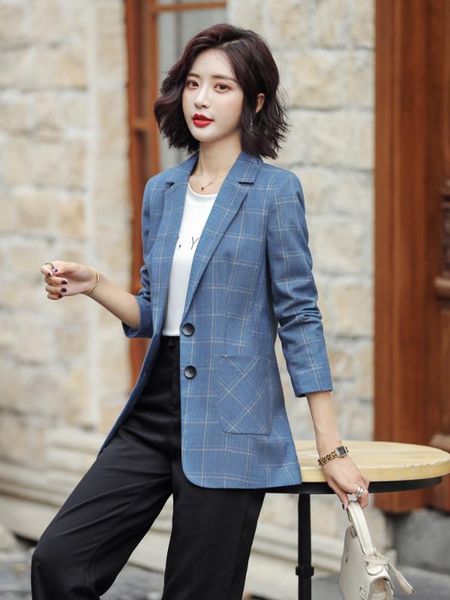 female blazer 2020 spring and autumn new korean version loose blazer casual professional blue plaid women, White;black
female blazer 2020 spring and autumn new korean version loose blazer casual professional blue plaid women, White;black