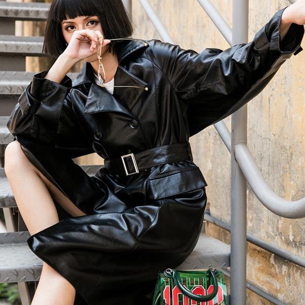 women long faux leather pu trench coats 2019 autumn new fashion loose plus size female pu coats gx1228 drop shipping, Black
women long faux leather pu trench coats 2019 autumn new fashion loose plus size female pu coats gx1228 drop shipping, Black