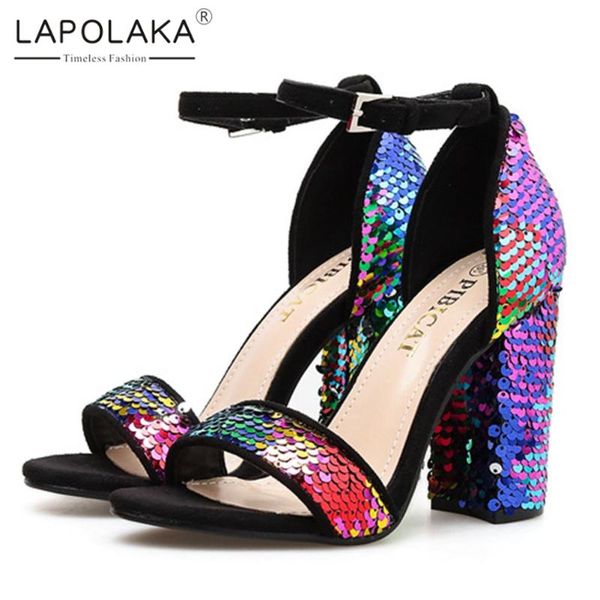 lapolaka 2020 chunky high heels bling sandals woman shoes open toe buckle strap wholesale summer shoes women sandals, Black
lapolaka 2020 chunky high heels bling sandals woman shoes open toe buckle strap wholesale summer shoes women sandals, Black