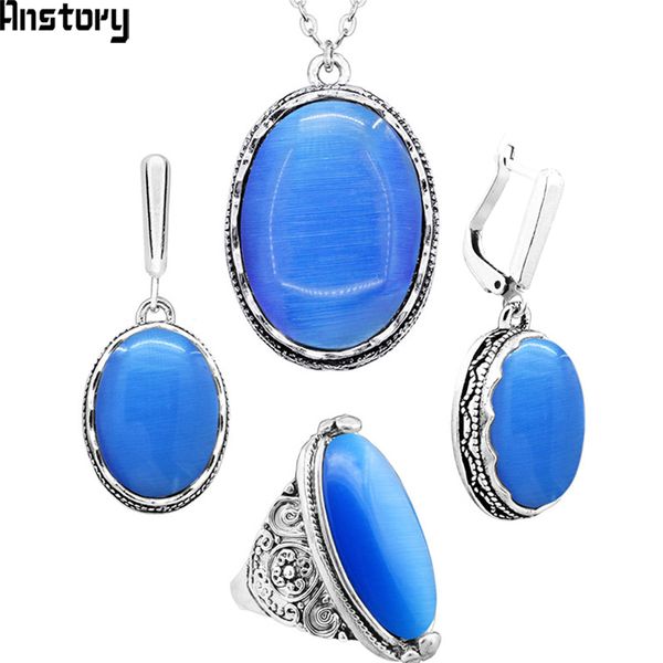 anstory natural blue opal jewelry set necklace earrings rings flower antique silver plated stainless steel chain ts337
anstory natural blue opal jewelry set necklace earrings rings flower antique silver plated stainless steel chain ts337