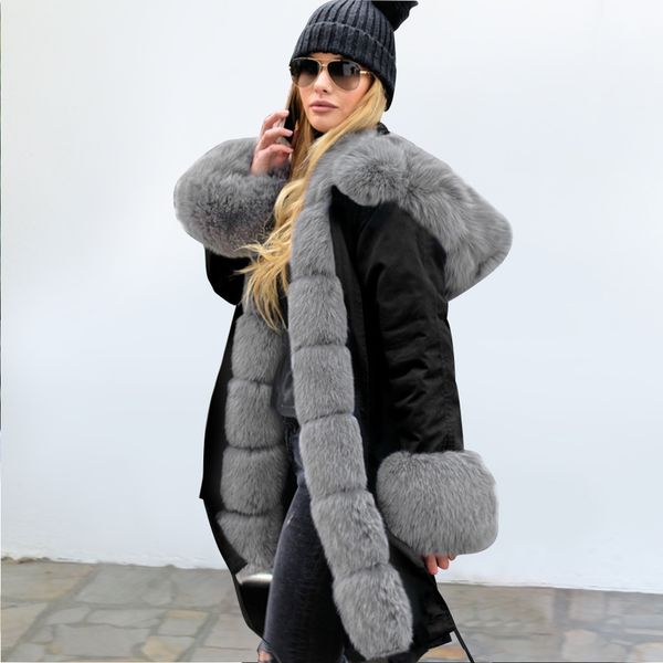 hooded coat wool collar cotton down jacket amazon popular fit warm women's coat european and american long hooded camouflage, Black
hooded coat wool collar cotton down jacket amazon popular fit warm women's coat european and american long hooded camouflage, Black