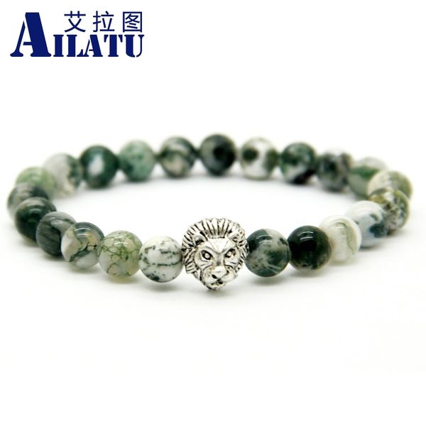 ailatu new arrival bracelets wholesale 8mm natural tree grain stone lion head bracelet jewelry for mens gift, Golden;silver
ailatu new arrival bracelets wholesale 8mm natural tree grain stone lion head bracelet jewelry for mens gift, Golden;silver