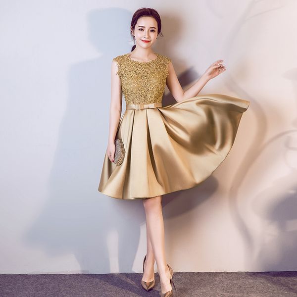 evening wear short golden cultivate one's morality satin evening gown engagement party host the annual meeting of the bud silk dresses, Black;red
evening wear short golden cultivate one's morality satin evening gown engagement party host the annual meeting of the bud silk dresses, Black;red