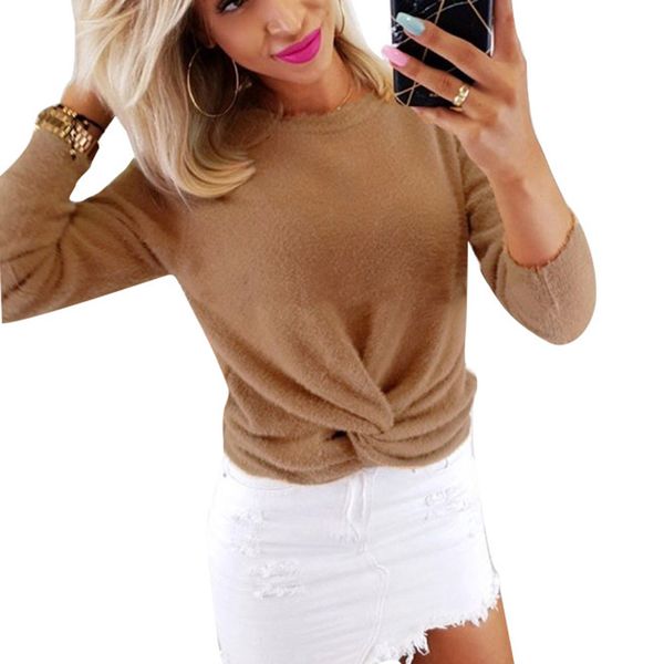 women casual solid plush sweatshirt twist knot slim short autumn blouse mug88, Black
women casual solid plush sweatshirt twist knot slim short autumn blouse mug88, Black