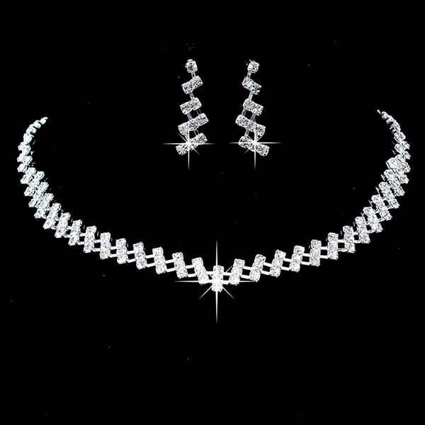 cross-border selling classic bridal jewelry alloy rhinestones european and american simple earrings necklace set ornament, Silver
cross-border selling classic bridal jewelry alloy rhinestones european and american simple earrings necklace set ornament, Silver