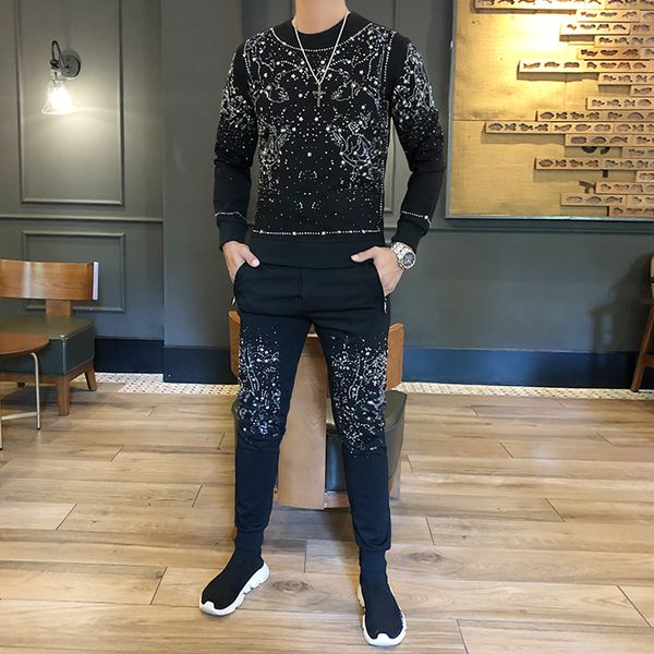 hip mens luxury leisure black beading galaxy long sleeve t shirt with pants/fashion/hip style tracksuits/asia size, Gray
hip mens luxury leisure black beading galaxy long sleeve t shirt with pants/fashion/hip style tracksuits/asia size, Gray