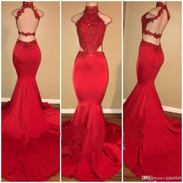 new criss cross backless red prom dresses mermaid halter neck cutaway sides appliques sequined long evening gowns custom made aw232, Black
new criss cross backless red prom dresses mermaid halter neck cutaway sides appliques sequined long evening gowns custom made aw232, Black