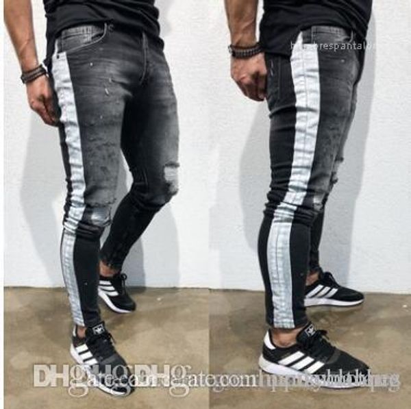 black side striped draped biker jean pencil pants jeans hombre men pantalones ripped jeans, Blue
black side striped draped biker jean pencil pants jeans hombre men pantalones ripped jeans, Blue