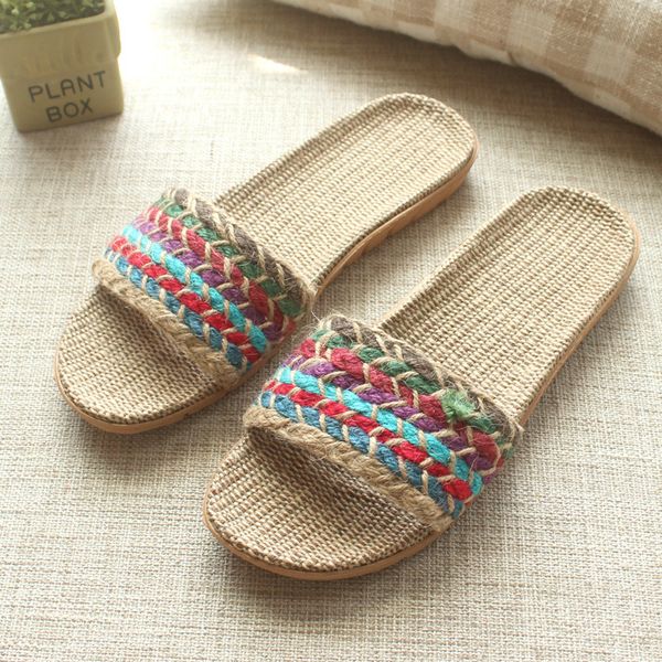 slippers natural flax women sandals summer comfortable non-slip ladies home flip flop cross-tied casual indoor shoes multicolor, Black
slippers natural flax women sandals summer comfortable non-slip ladies home flip flop cross-tied casual indoor shoes multicolor, Black