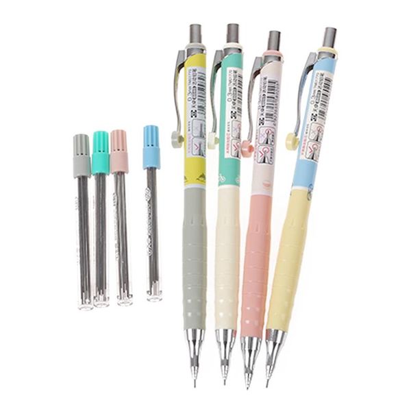 1set 0.3mm Cute Mechanical Pencil And Refills Set Simple Automatic Pencil Set Office Stationery Supplies Colorful Plastic