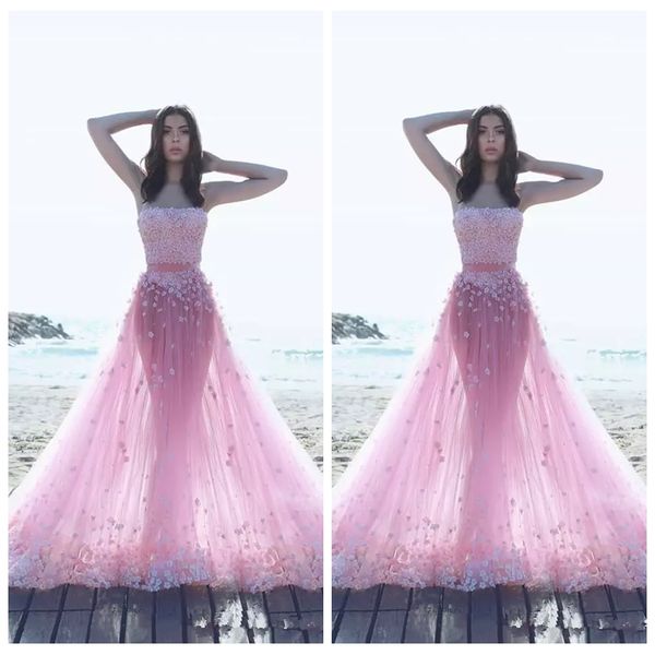 2019 strapless tulle pink a-line prom dresses with 3d flowers adorned formal long middle east long special occasion party gowns middle east, Black
2019 strapless tulle pink a-line prom dresses with 3d flowers adorned formal long middle east long special occasion party gowns middle east, Black