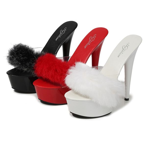woman 15 cm super high heel summer high heels transparent platform open toe sandals fur nightclub party lady pumps shoes, Black
woman 15 cm super high heel summer high heels transparent platform open toe sandals fur nightclub party lady pumps shoes, Black