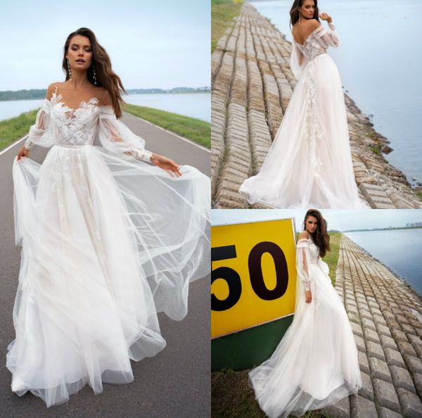 2020 papilio beach wedding dresses a line lace applique sweep train long sleeve country wedding gowns custom made bohemian bridal gowns, White
2020 papilio beach wedding dresses a line lace applique sweep train long sleeve country wedding gowns custom made bohemian bridal gowns, White