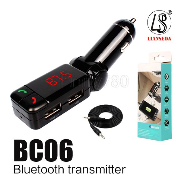 

BC06 Автомобильное зарядное устройство Bluetooth FM-передатчик Двойной USB-порт в автомобиле Bluetooth-приемник MP3-плеер с Bluetooth Handsfreee Вызов в розничной упаковке