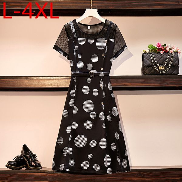 l xl 2xl 3xl 4xl plus size 2020 summer women's o neck hollow out short sleeves polka dot a line dress female casual dresses b083, Black;gray
l xl 2xl 3xl 4xl plus size 2020 summer women's o neck hollow out short sleeves polka dot a line dress female casual dresses b083, Black;gray