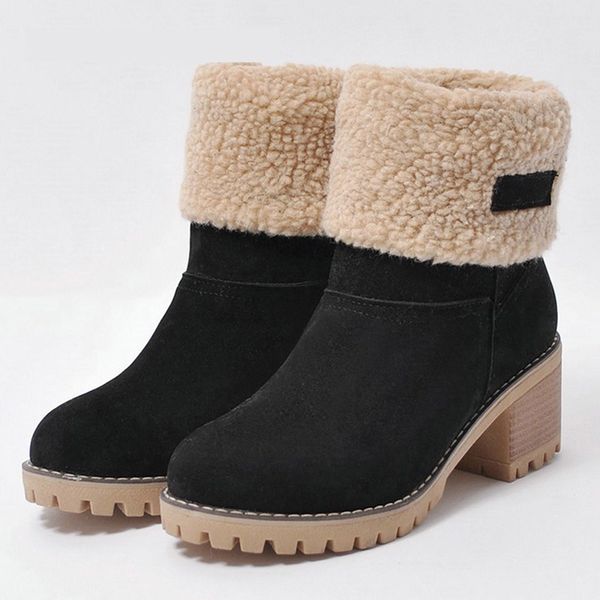 winter plush warm boots women ankle snow boots square heel ladies platform flock shoes autumn female slip-on bota feminina 2019, Black
winter plush warm boots women ankle snow boots square heel ladies platform flock shoes autumn female slip-on bota feminina 2019, Black