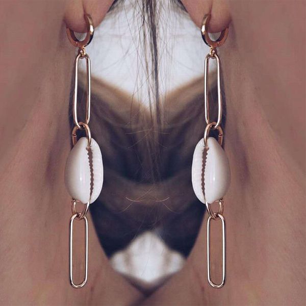 fashion jewelry chain shell dangle earrings s637, Silver