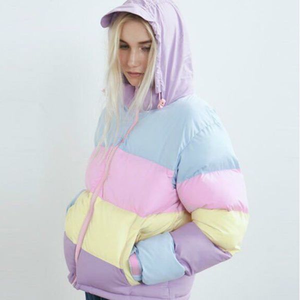 fashion-rainbow colorful cotton padded parkas women autumn winter detachable hat coat macaron pastel panel puffer jacket coatsmx190822, Black
fashion-rainbow colorful cotton padded parkas women autumn winter detachable hat coat macaron pastel panel puffer jacket coatsmx190822, Black