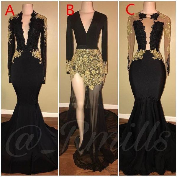2020 black long evening dresses deep v neck applique lace long sleeves court train formal evening party wear prom dresses robes de soirée, Black;red
2020 black long evening dresses deep v neck applique lace long sleeves court train formal evening party wear prom dresses robes de soirée, Black;red