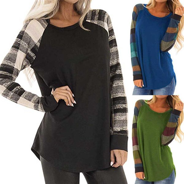 female t-shirt women stripe patchwork casual shirt tees feminino long sleeve o-neck autumn clothes chemise femme, White
female t-shirt women stripe patchwork casual shirt tees feminino long sleeve o-neck autumn clothes chemise femme, White