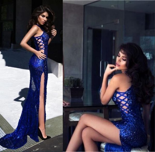 2019 royal blue high slit mermaid prom dresses sequined long evening party dresses vestido de fiesta bc2596, Black
2019 royal blue high slit mermaid prom dresses sequined long evening party dresses vestido de fiesta bc2596, Black