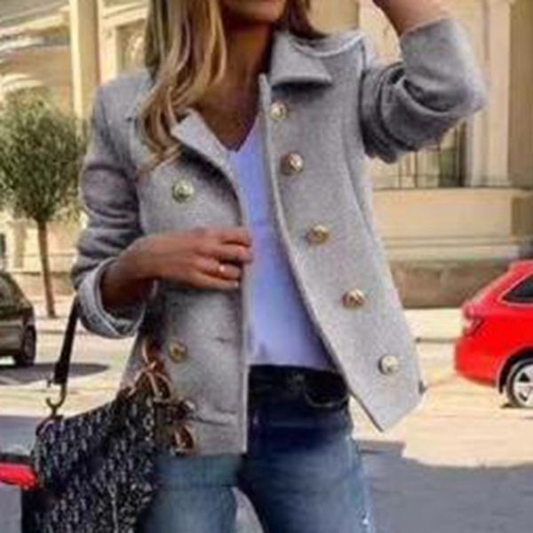 office lady women woolen short coat turn-down collar women's jacket double breasted woolen coat and jacket, Black
office lady women woolen short coat turn-down collar women's jacket double breasted woolen coat and jacket, Black