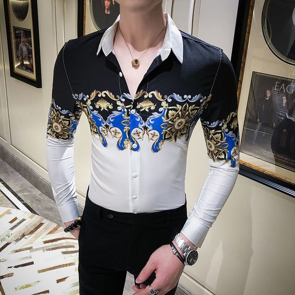 men's casual shirts digital printed shirt men long sleeve 2021 korean dress slim fit tuxedo male fashion night club work, White;black
men's casual shirts digital printed shirt men long sleeve 2021 korean dress slim fit tuxedo male fashion night club work, White;black