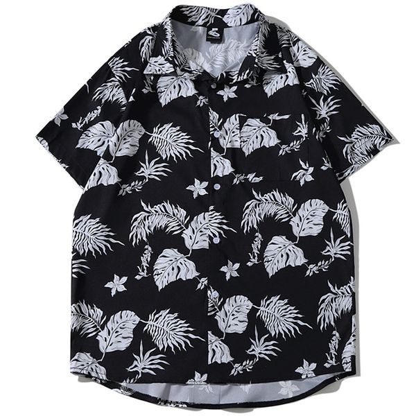 2020 summer leaves print men shirt casual short sleeve turn down collar black men's blouse shirt streetwear lt044, White;black
2020 summer leaves print men shirt casual short sleeve turn down collar black men's blouse shirt streetwear lt044, White;black