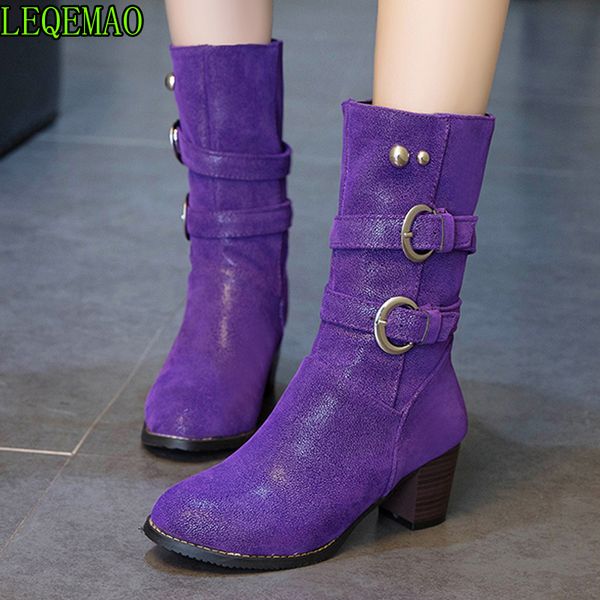 purple warm short plush mid calf boots women vintage buckle chunky heels pu botas mujer plus size slip-on shoes woman, Black
purple warm short plush mid calf boots women vintage buckle chunky heels pu botas mujer plus size slip-on shoes woman, Black
