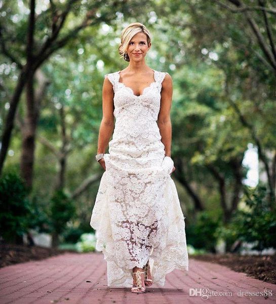 2020 lace country wedding dresses modest spaghetti backless elegant beach boho vintage bridal gowns cheap, White
2020 lace country wedding dresses modest spaghetti backless elegant beach boho vintage bridal gowns cheap, White