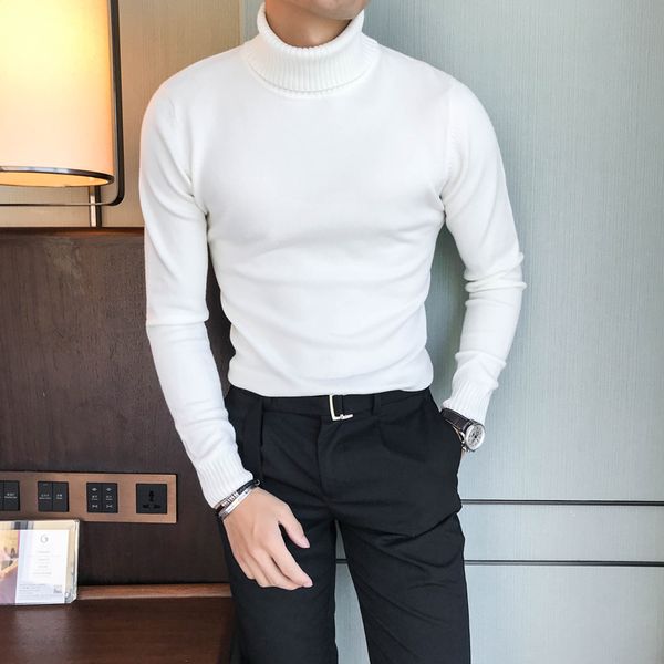 2019 new men's sweaters winter warm korean turtleneck mens pullover solid color casual slim fit pull homme knitted clothing, White;black
2019 new men's sweaters winter warm korean turtleneck mens pullover solid color casual slim fit pull homme knitted clothing, White;black