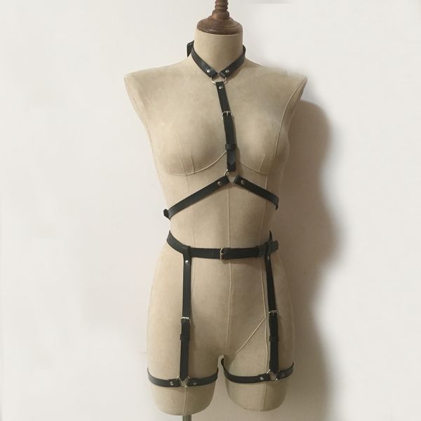 2019 fashion punk goth lingerie leather material neck around harness belts suspenders leg garter belt 2pcs set, Black;brown
2019 fashion punk goth lingerie leather material neck around harness belts suspenders leg garter belt 2pcs set, Black;brown