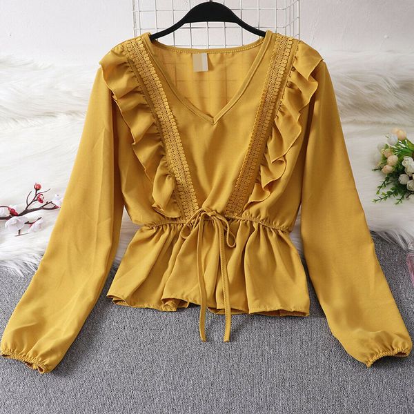 2019 the fashion wear take chiffon women v neck ladies ruffle tie chiffon summer casual loose t shirt, White
2019 the fashion wear take chiffon women v neck ladies ruffle tie chiffon summer casual loose t shirt, White