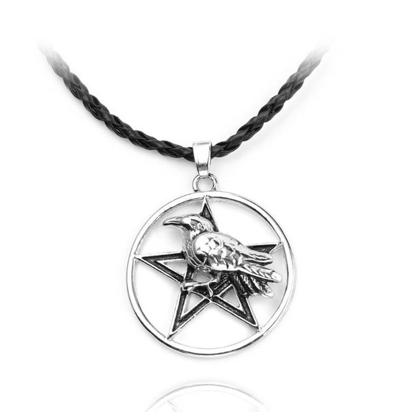 trendy vikings punk round bird crow pentagram charm pendant necklace jewelry men women pirate rope chain charm gift wholesale, Silver
trendy vikings punk round bird crow pentagram charm pendant necklace jewelry men women pirate rope chain charm gift wholesale, Silver