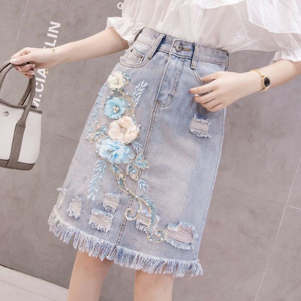summer high waist hole a-line skirt ladies fashion korea embroidery tassel women jeans skirts was thin denim skirt, Black
summer high waist hole a-line skirt ladies fashion korea embroidery tassel women jeans skirts was thin denim skirt, Black