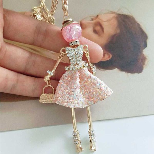 hocole girl doll necklace for women pink dress design alloy rhinestone pendants necklaces fashion jewelry gift accessories, Silver
hocole girl doll necklace for women pink dress design alloy rhinestone pendants necklaces fashion jewelry gift accessories, Silver